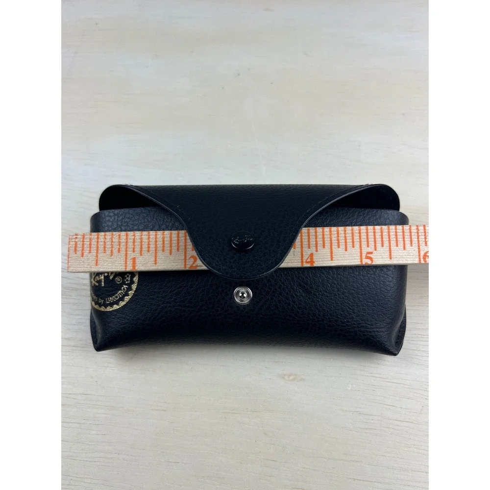 Ray-Ban Black Pebbled Leather Sunglasses Case with Gray Cleaning Cloth NEW